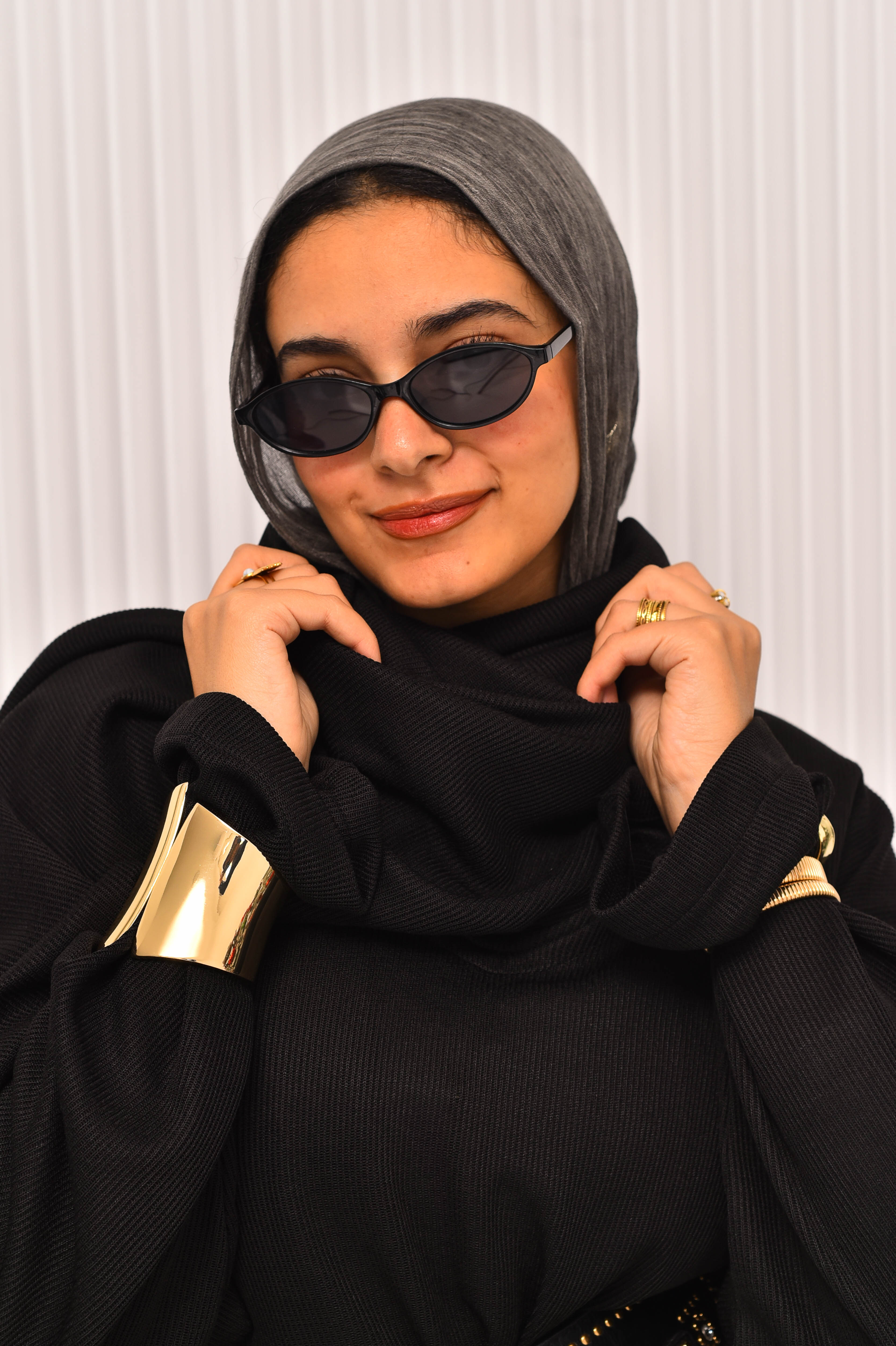 Loose Knit Scarf-Neck Sweater