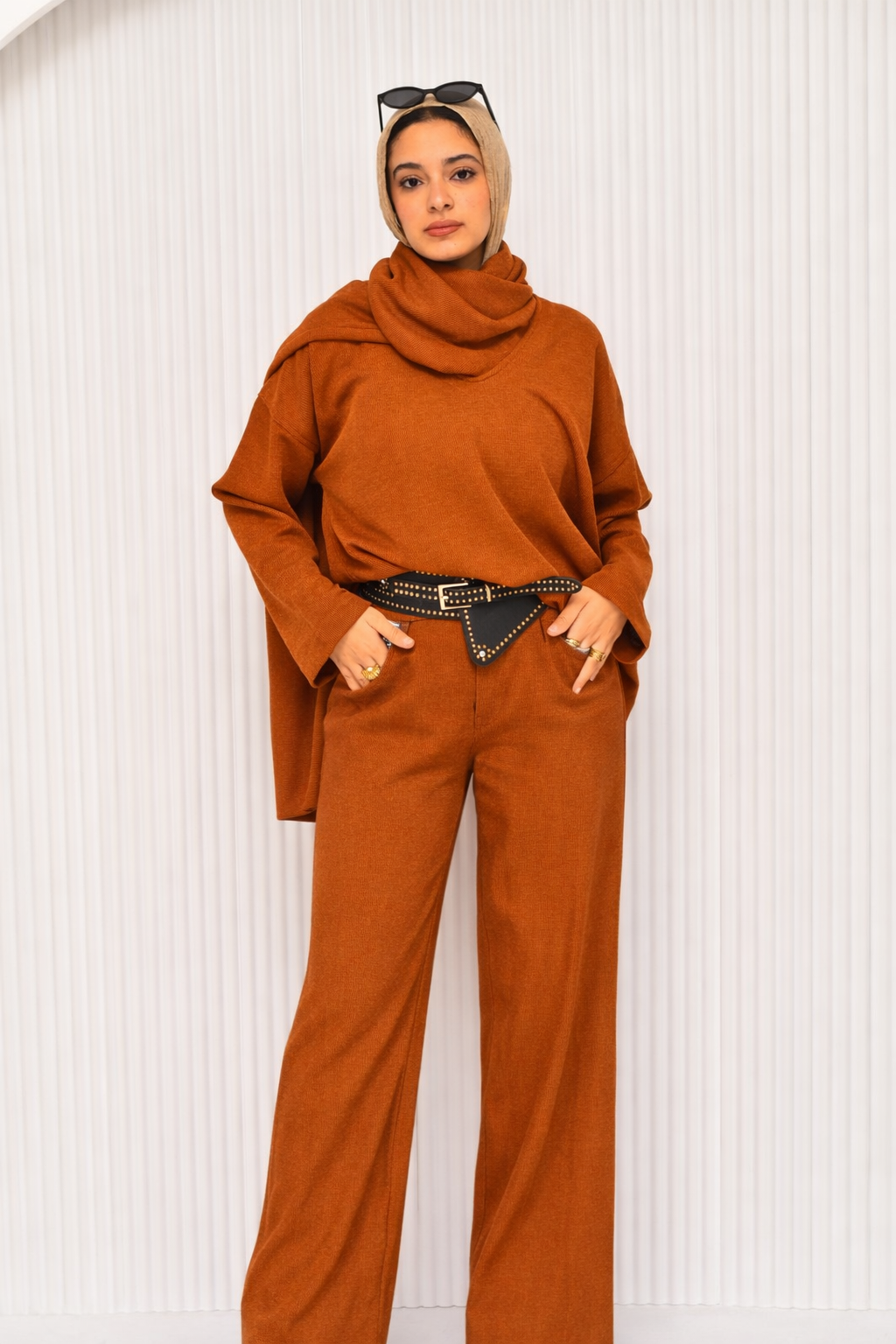 Loose Knit scarf-Neck set